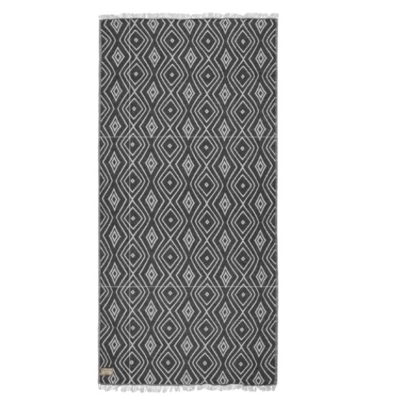 Boho Aztec Travel Blanket Free Hand Woven Organic Cotton 2 Side Black White NEW! - Picture 4 of 7